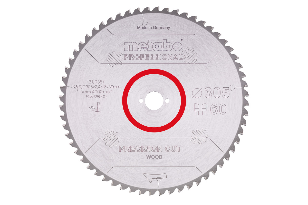 Sägeblatt "precision cut wood - professional", 305x30, Z60 WZ 5° neg.  (628228000) | Metabo Elektrowerkzeuge