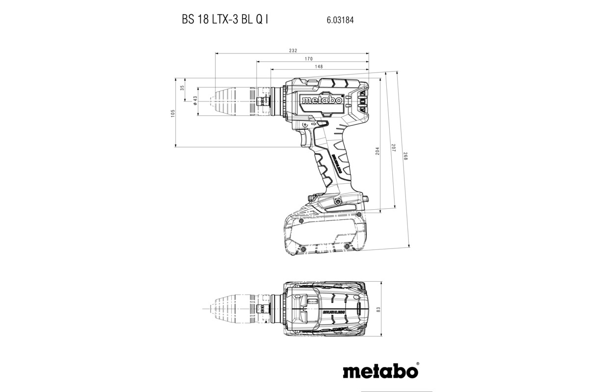 BS 18 LTX-3 BL Q I (603184660) Akku-Bohrschrauber | Metabo Elektrowerkzeuge