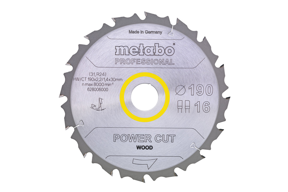 Zaagblad "power wood - professional", 190x20, Z14 WZ 25° (628004000) | Metabo Elektrisch gereedschap. Metabo België