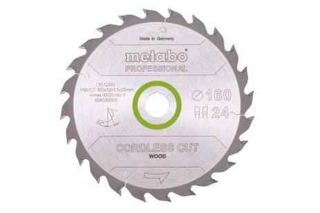 Lâmina de serra "cordless cut wood - professional", 160x20 (16), Z24 WZ 22° (628030000)