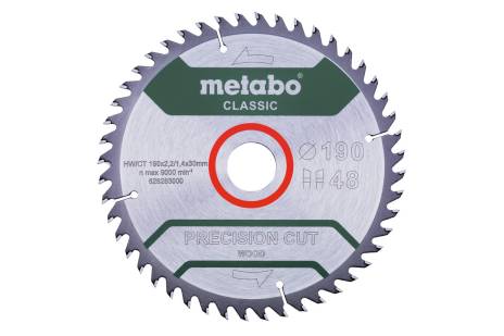 Saw blade "precision cut wood - classic", 190x30 Z48 WZ 15° (628283000) 