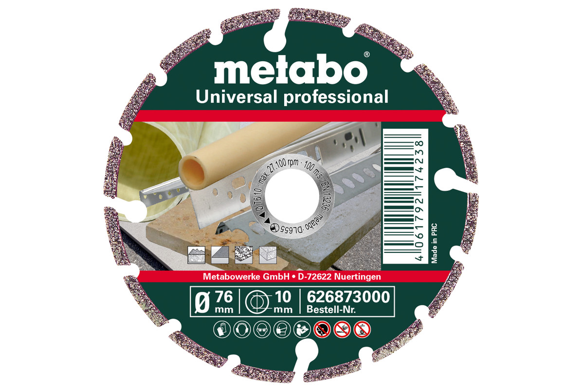 Disco de cortar de diamante, 76x10,0mm, "UP", Universal "professional"  (626873000) | Metabo Herramientas eléctricas