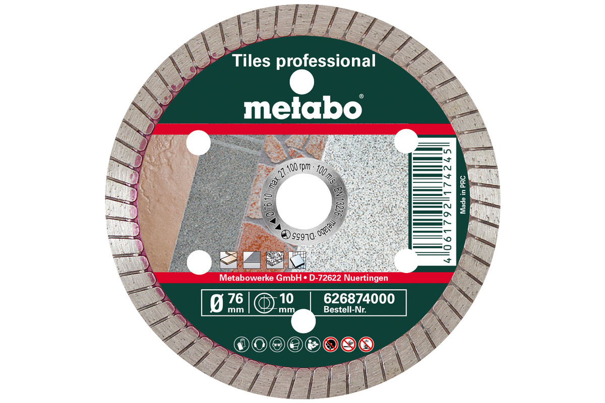Disco de cortar de diamante, 76x10,0mm, "TP", azulejos "professional"  (626874000) | Metabo Herramientas eléctricas