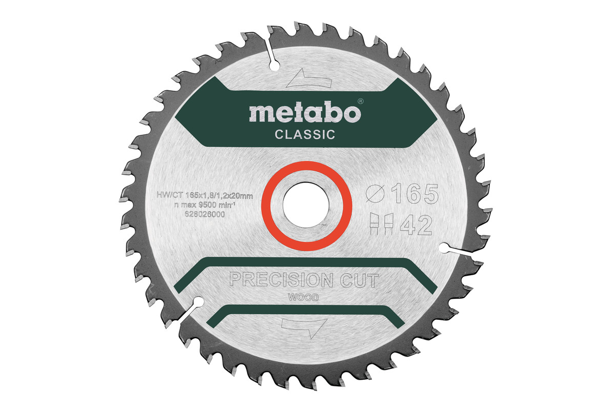 Saw blade "precision cut wood - classic", 165x20 Z42 WZ 5° /B (628027000) |  Metabo Power Tools