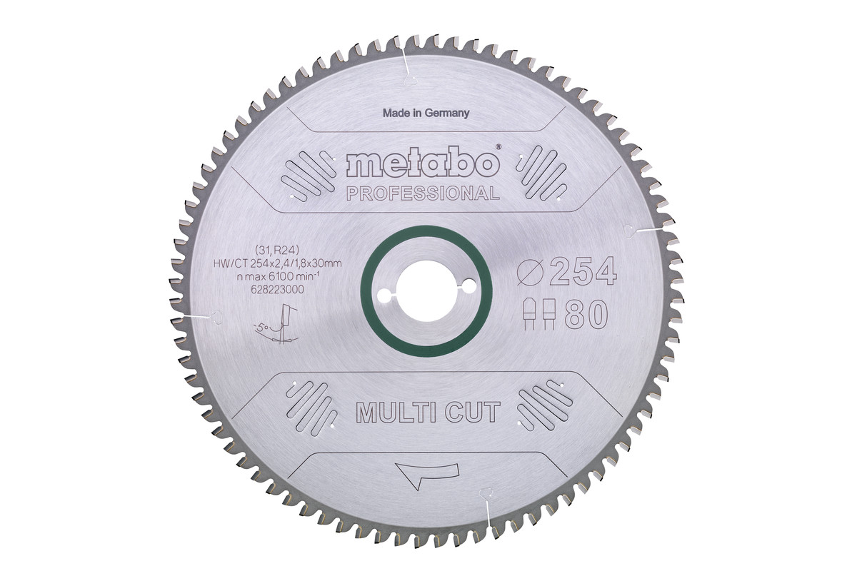 Saw blade "multi cut - professional", 254x30, Z80 FZ/TZ, 5°neg. (628223000)  | Metabo Power Tools