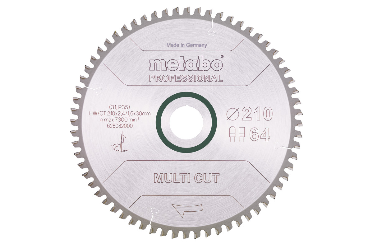 Sägeblatt "multi cut - professional", 210x30, Z64 FZ/TZ, 5°neg. (628082000)  | Metabo Elektrowerkzeuge