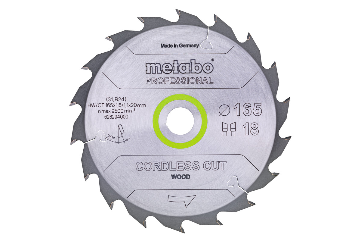 Savklinge "cordless cut wood - professional", 165x20 Z18 WZ 20° (628294000) 