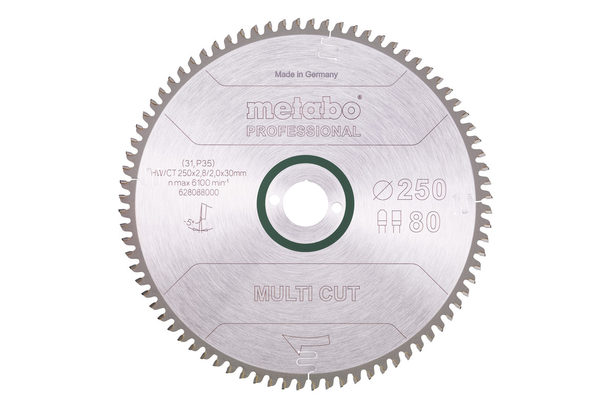 Fűrészlap "multi cut - professional", 250x30, Z80 FZ/TZ, 5° neg.  (628088000) | Metabo elektromos szerszámok