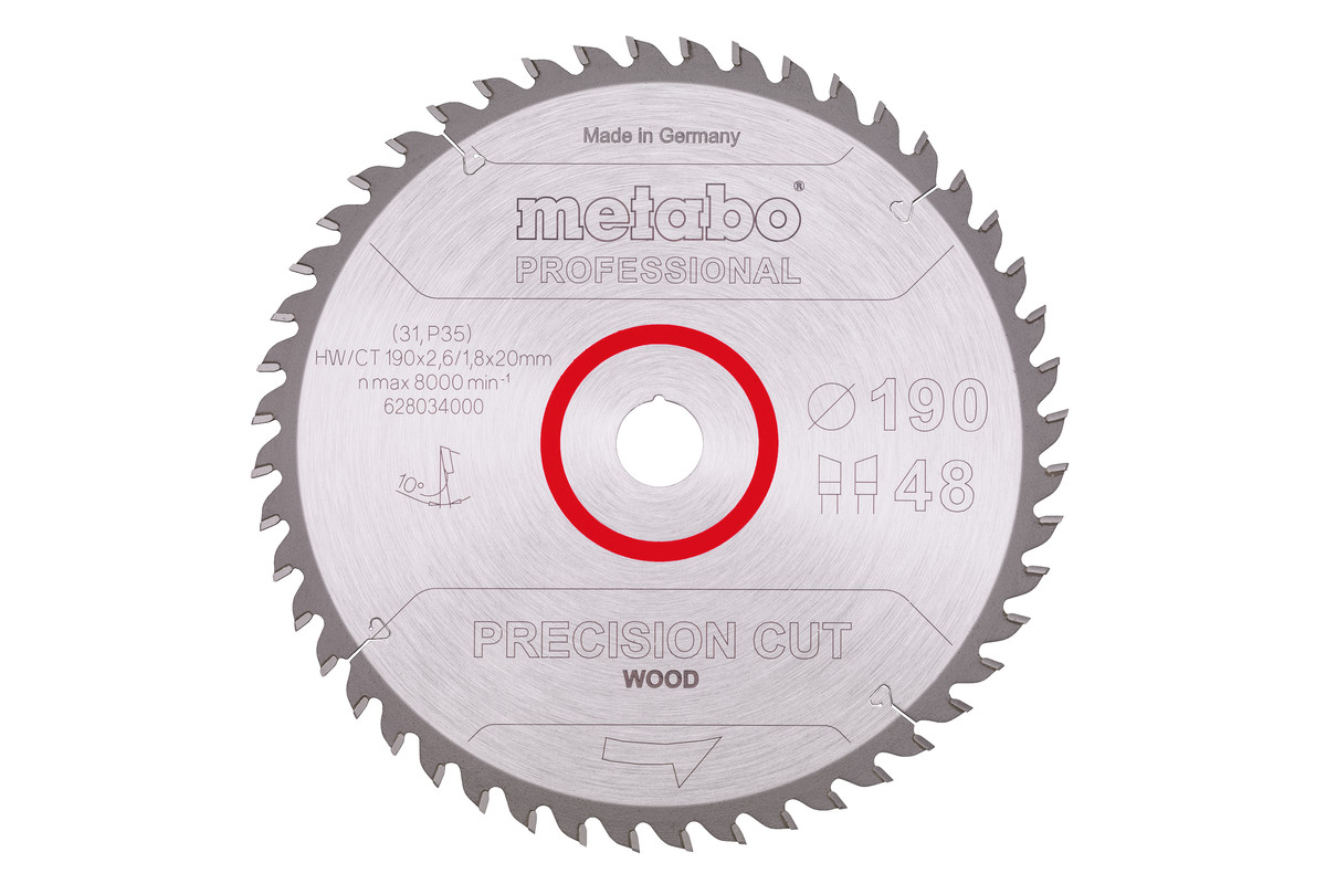 Sagblad "precision cut wood - professional", 190x20, Z48 WZ 10° (628034000) 