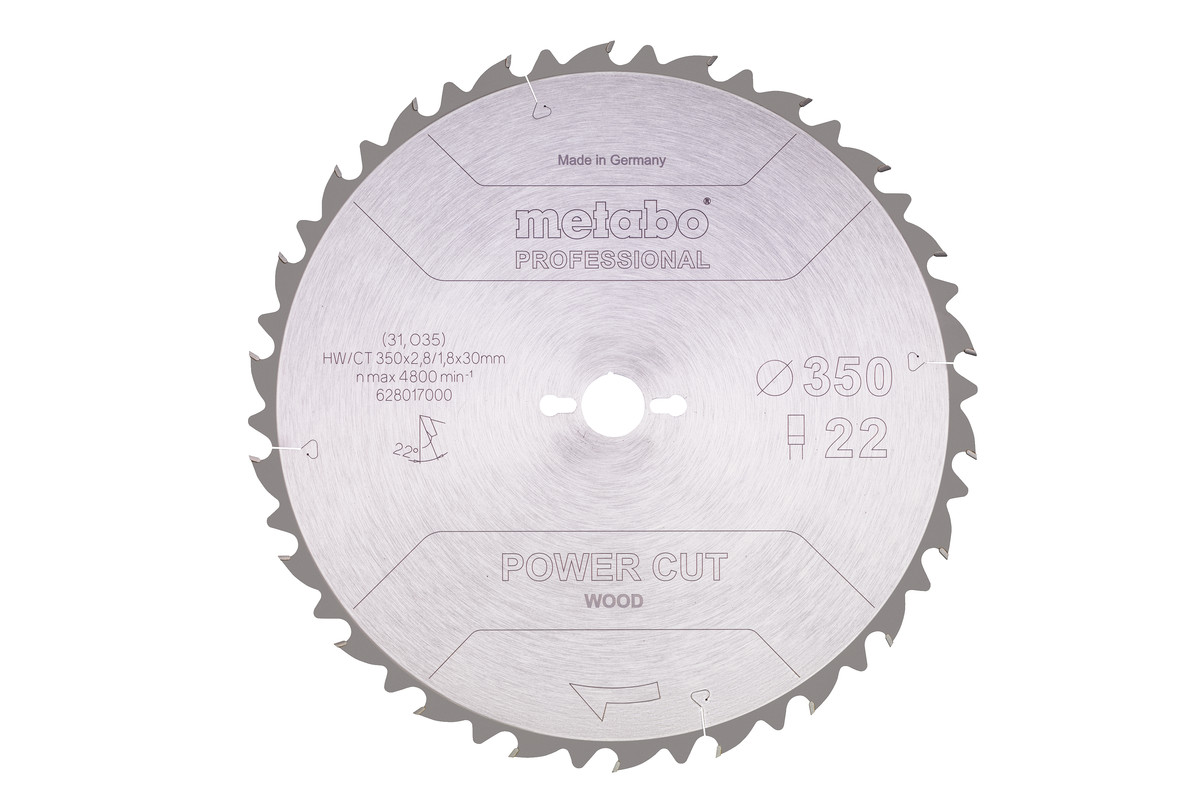 Piła tarczowa „power cut wood – professional”, 350x30, Z22 FZ 22°  (628017000) | Elektronarzędzia Metabo