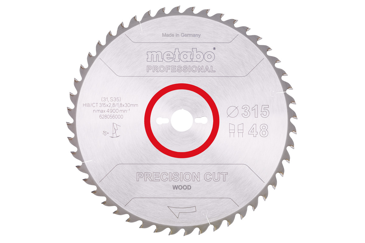 Piła tarczowa „precision cut wood – professional”, 315x30, Z48 WZ 15°  (628056000) | Elektronarzędzia Metabo
