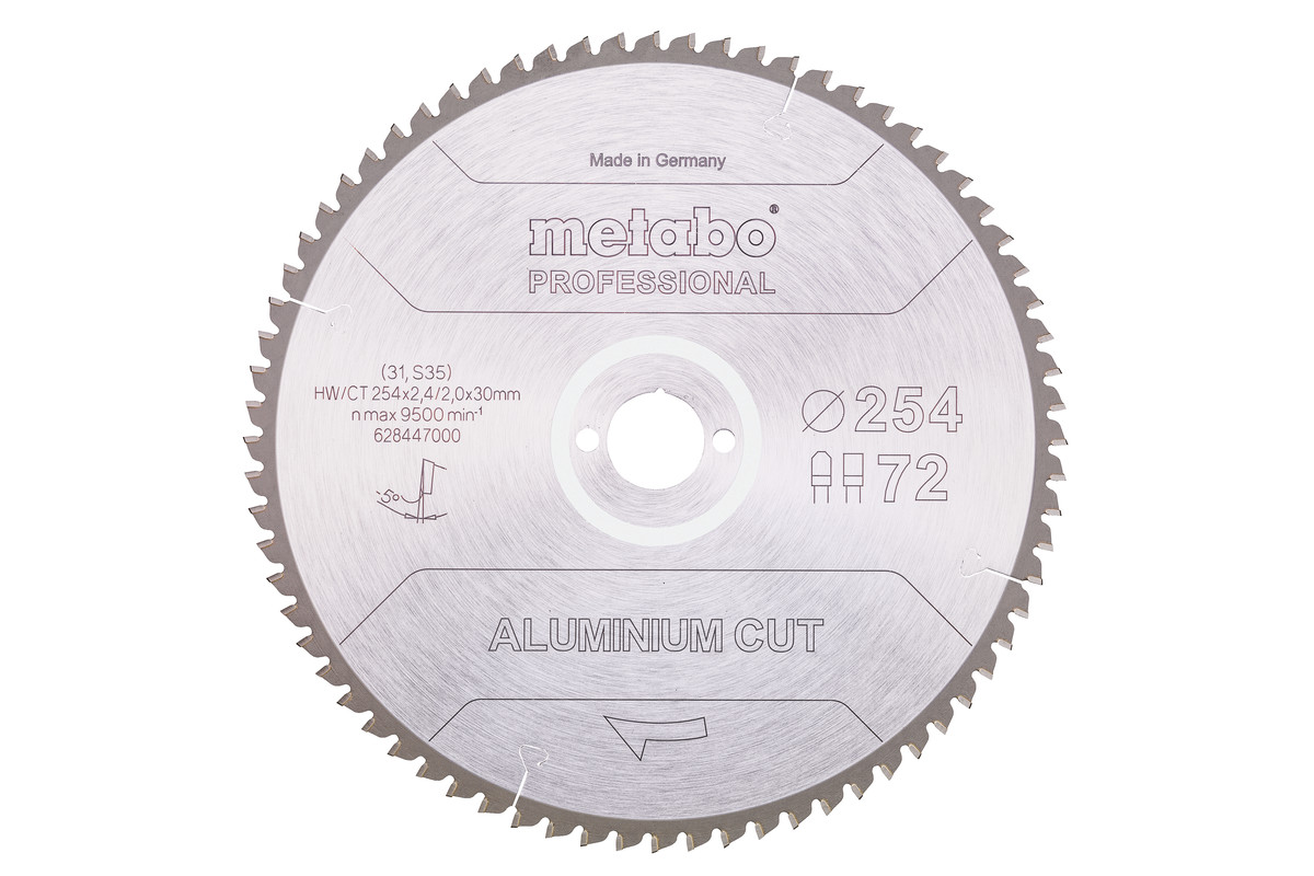 Piła tarczowa „aluminium cut – professional”, 254x30 Z72 FZ/TZ 5°ujemn.  (628447000) | Elektronarzędzia Metabo