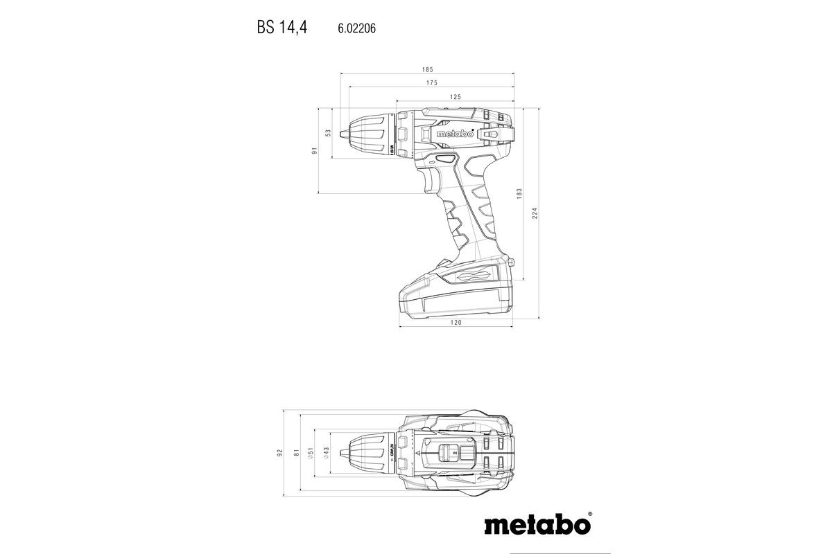 BS 14.4 (602206510) Wiertarko-wkrętarka akumulatorowa | Elektronarzędzia  Metabo