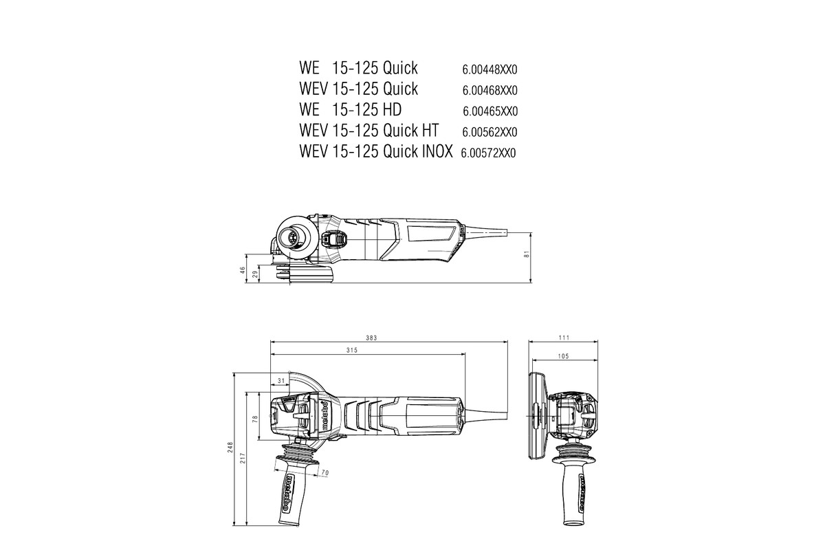 WEV 15-125 Quick HT (600562000) Угловая шлифмашина | Электроинструменты  Metabo