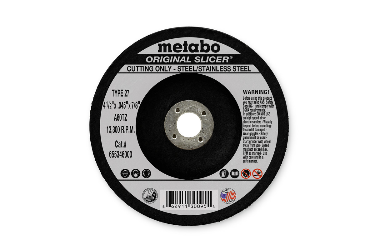 Original Slicer 4-1/2" x 3/32" x 5/8"-11, Type 27, A30R (655727000) | Metabo  Power Tools